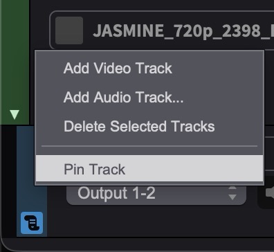 Pin Track context menu