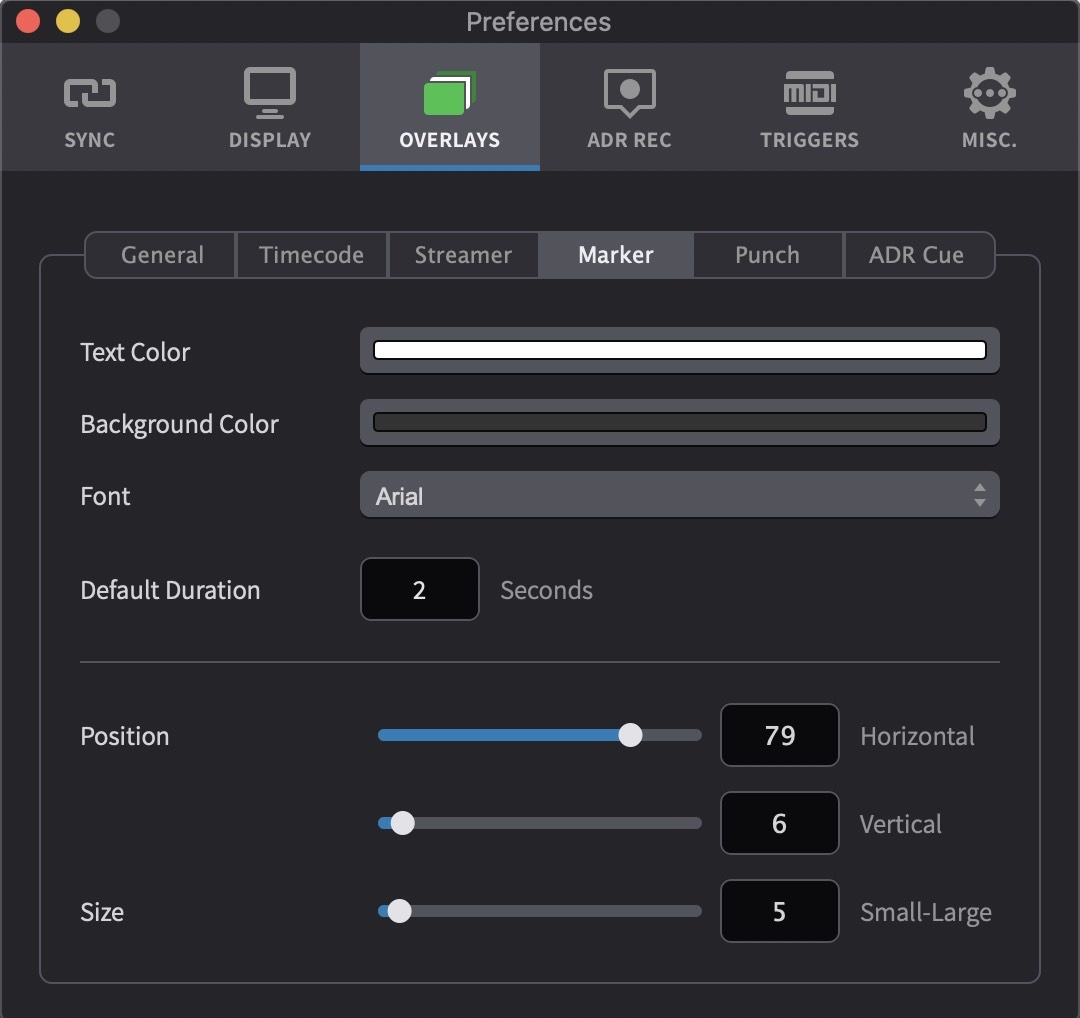 Marker Overlay Preferences / Settings