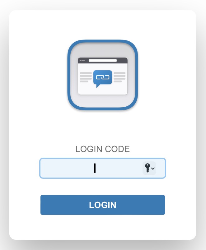 Logging in on an external device - Login window