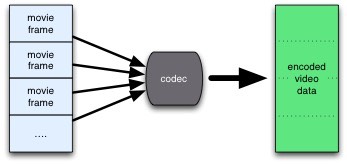 Encoding movie frames with the encoder as part of the codec