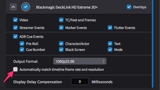 Auto match timeline frame rate checkbox
