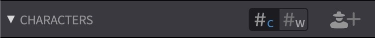 CHARACTERS header bar