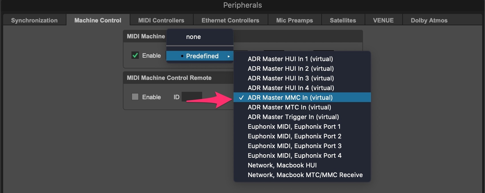 Connecting Cue Pro's MMC input