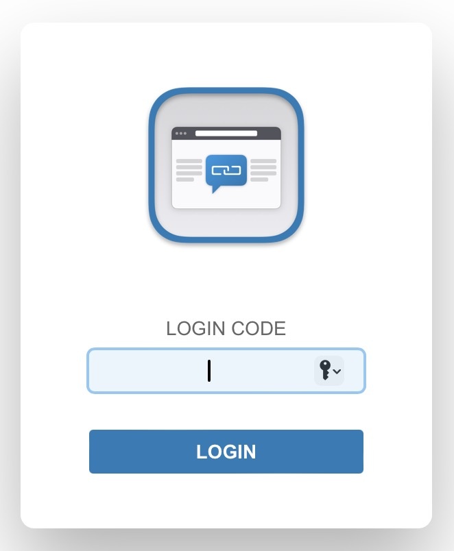 Logging in on an external device - Login window