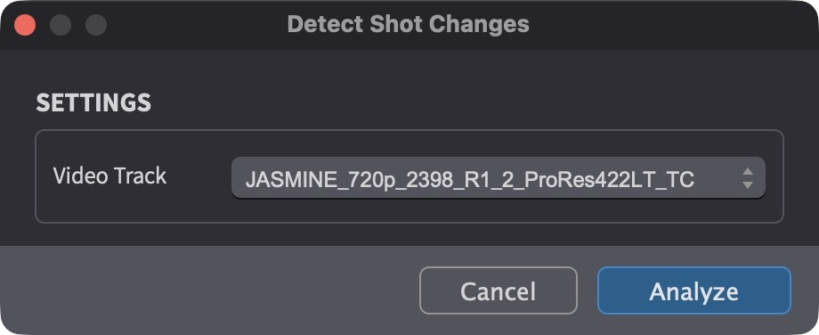 Detect Shot Changes window