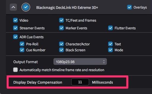 Display Delay Compensation field