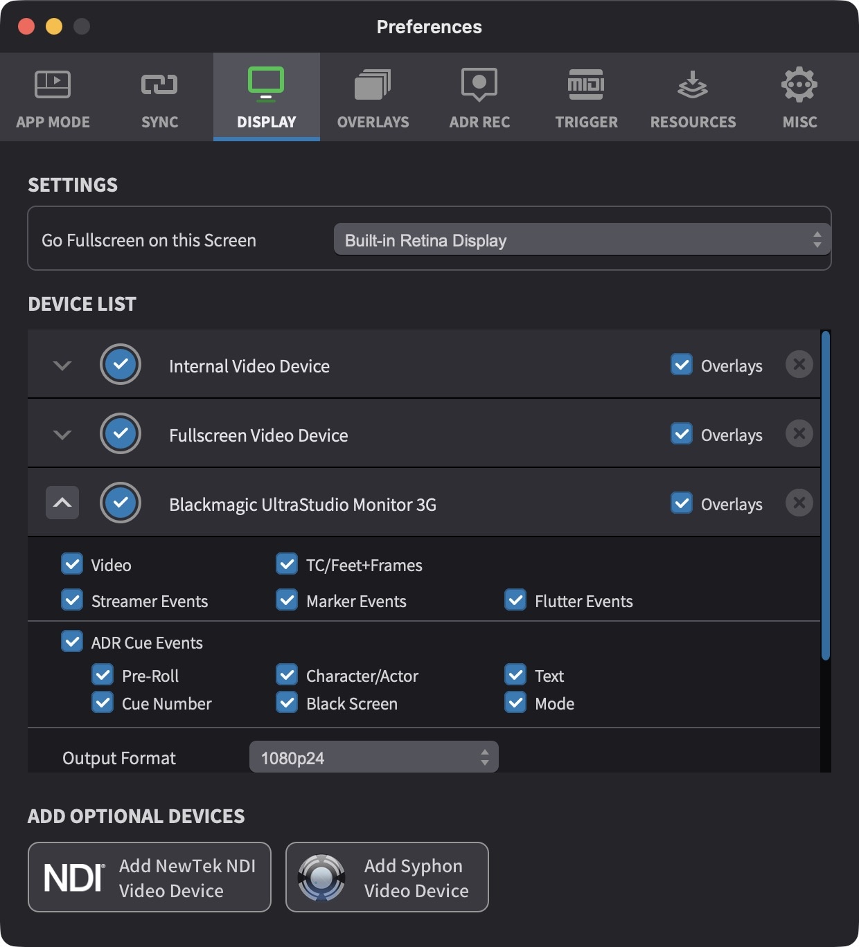 Display Device List
