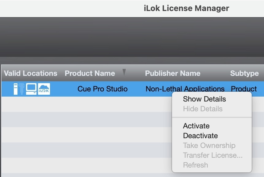 Deactivate option in the context menu