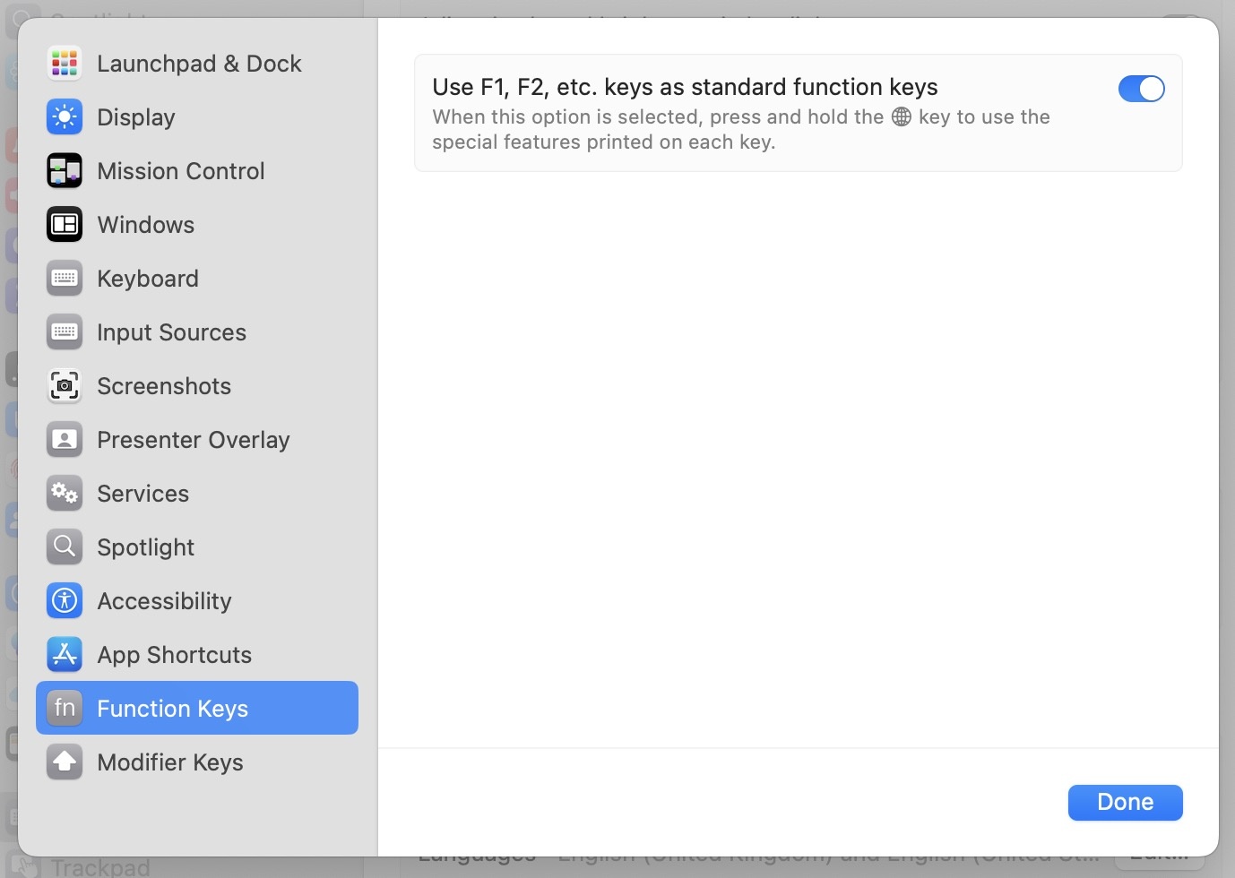 Keyboard settings macOS