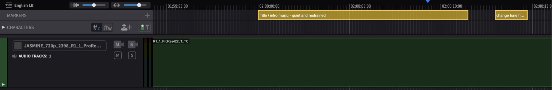 MARKERS track on the timeline with events visible