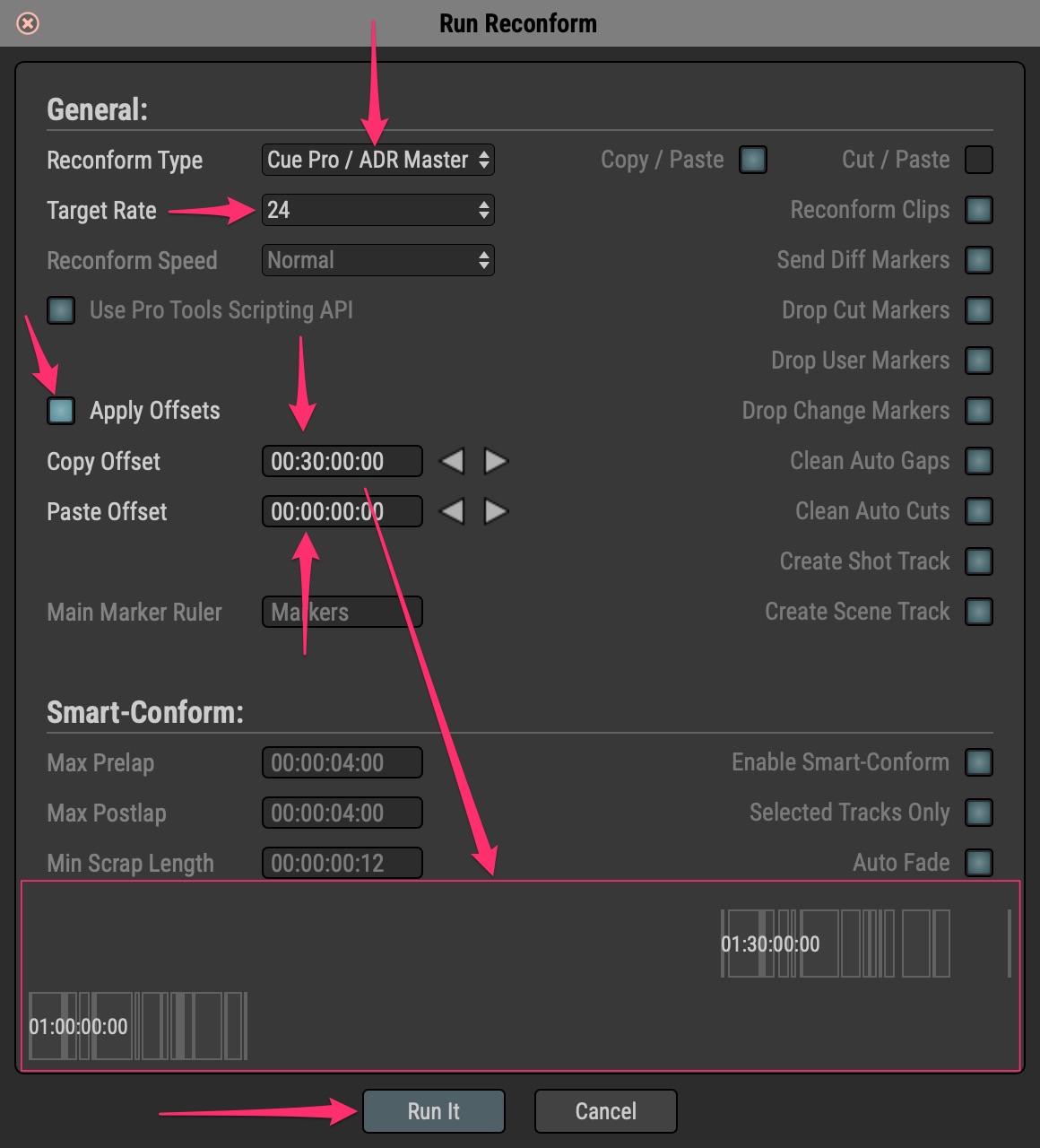 Matchbox 2 Run Reconform Window Settings