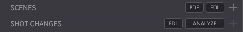 SHOT CHANGES track header showing the EDL and ANALYZE buttons