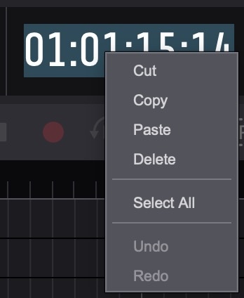 Timecode context menu