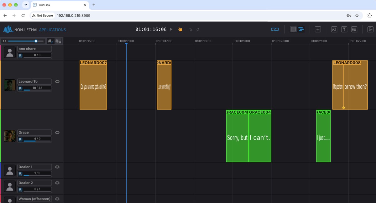 Editing ADR Cues in the CueLink Timeline View