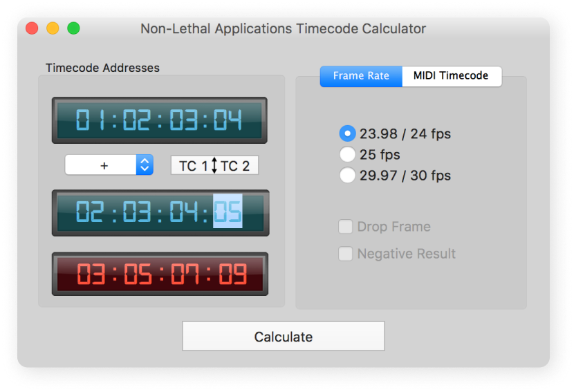 timecode calculator 25fps online